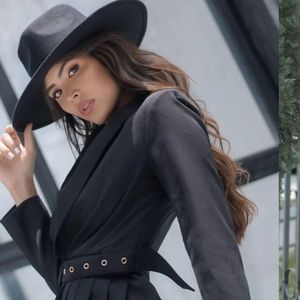 MUY MUY Fancy Collection Women's Black Elegant Pleated Blazer Dress  Size: S , M